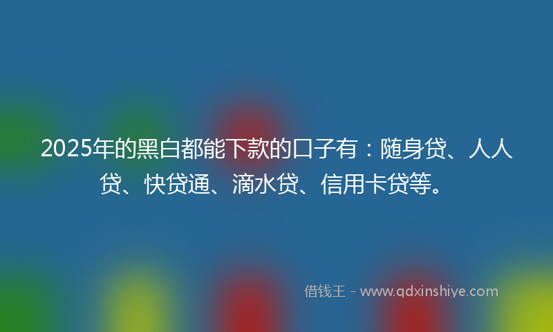2025年的黑白都能下款的口子有：随身贷、人人贷、快贷通、滴水贷、信用卡贷等。