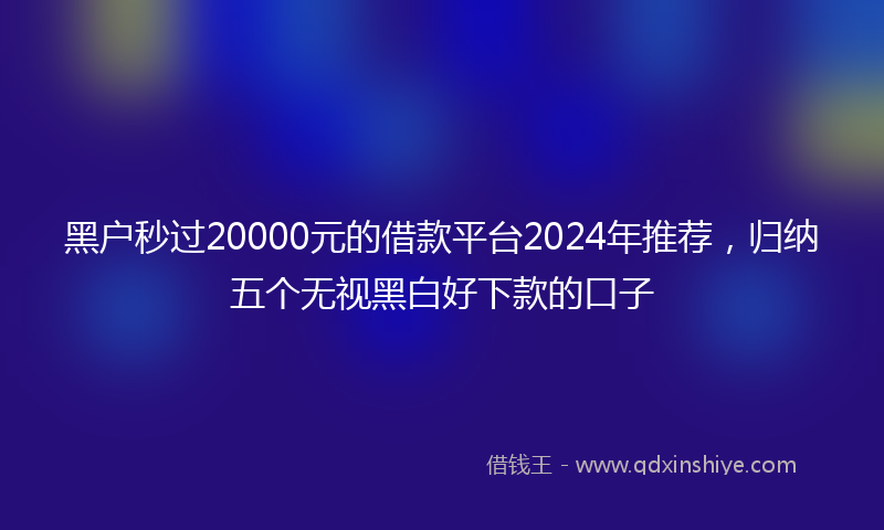 黑户秒过20000元的借款平台2024年推荐，归纳五个无视黑白好下款的口子