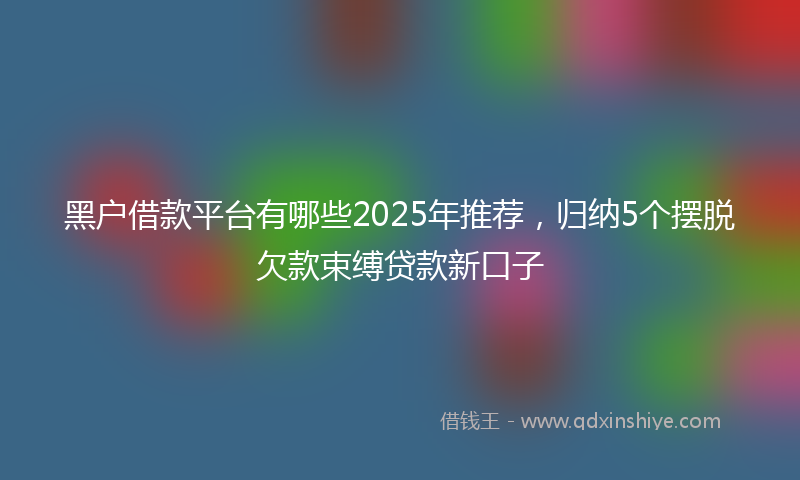 黑户借款平台有哪些2025年推荐，归纳5个摆脱欠款束缚贷款新口子