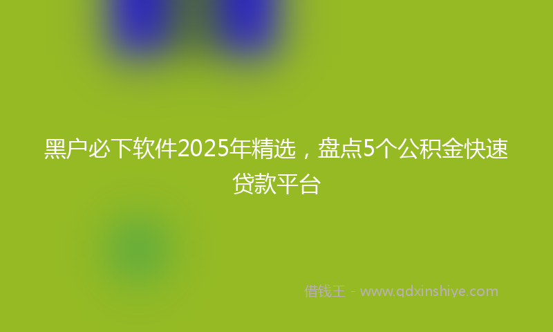 黑户必下软件2025年精选，盘点5个公积金快速贷款平台