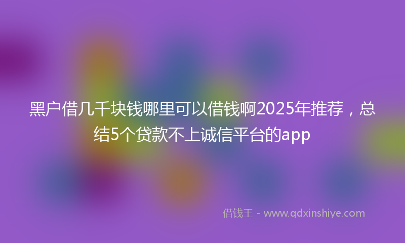 黑户借几千块钱哪里可以借钱啊2025年推荐，总结5个贷款不上诚信平台的app