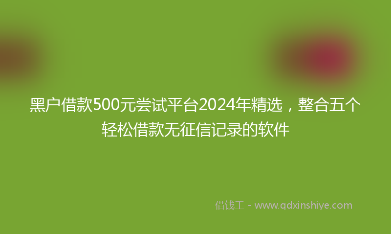 黑户借款500元尝试平台2024年精选，整合五个轻松借款无征信记录的软件