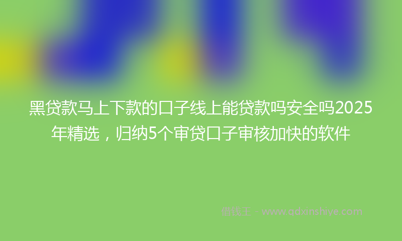 黑贷款马上下款的口子线上能贷款吗安全吗2025年精选，归纳5个审贷口子审核加快的软件