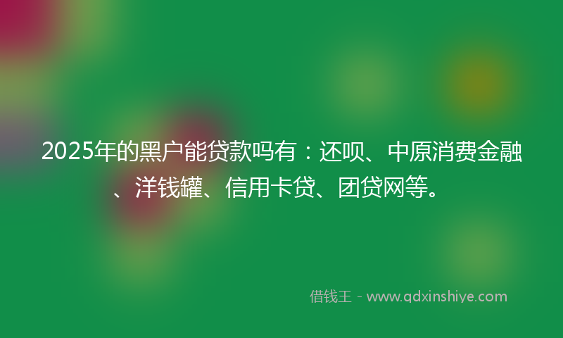 2025年的黑户能贷款吗有：还呗、中原消费金融、洋钱罐、信用卡贷、团贷网等。