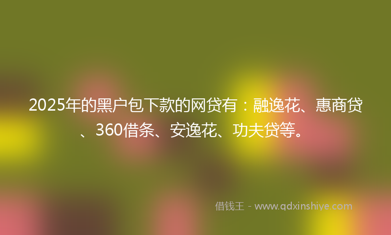 2025年的黑户包下款的网贷有：融逸花、惠商贷、360借条、安逸花、功夫贷等。