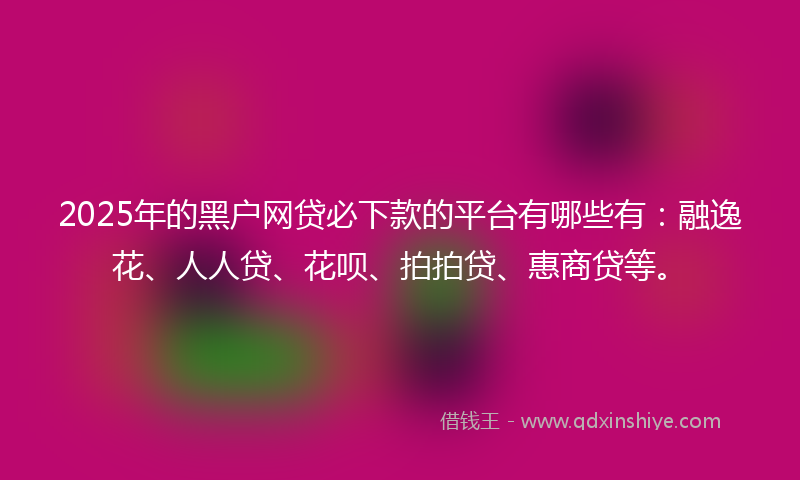 2025年的黑户网贷必下款的平台有哪些有：融逸花、人人贷、花呗、拍拍贷、惠商贷等。