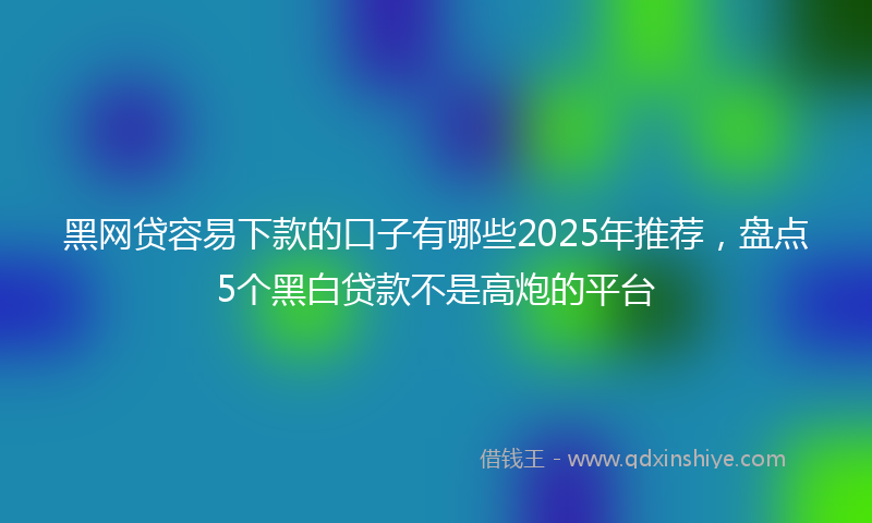黑网贷容易下款的口子有哪些2025年推荐，盘点5个黑白贷款不是高炮的平台