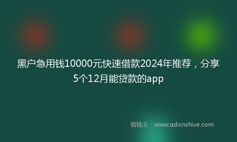 黑户急用钱10000元快速借款2024年推荐，分享5个12月能贷款的app