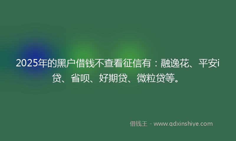 2025年的黑户借钱不查看征信有：融逸花、平安i贷、省呗、好期贷、微粒贷等。