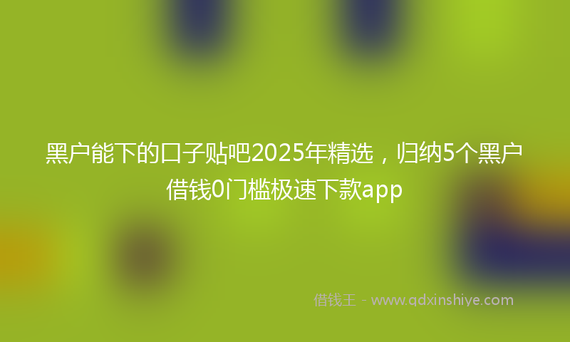黑户能下的口子贴吧2025年精选，归纳5个黑户借钱0门槛极速下款app