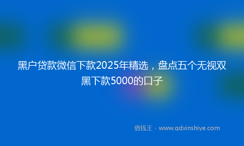 黑户贷款微信下款2025年精选，盘点五个无视双黑下款5000的口子