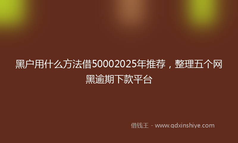 黑户用什么方法借50002025年推荐，整理五个网黑逾期下款平台