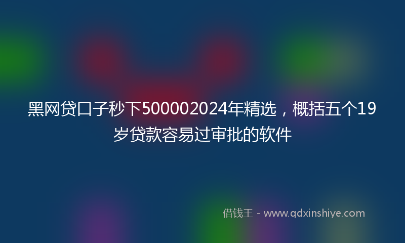 黑网贷口子秒下500002024年精选，概括五个19岁贷款容易过审批的软件