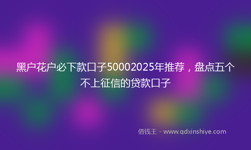 黑户花户必下款口子50002025年推荐，盘点五个不上征信的贷款口子