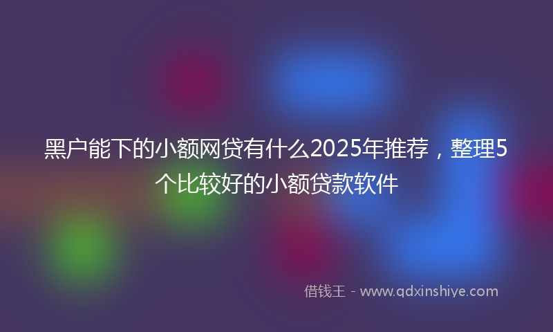 黑户能下的小额网贷有什么2025年推荐，整理5个比较好的小额贷款软件