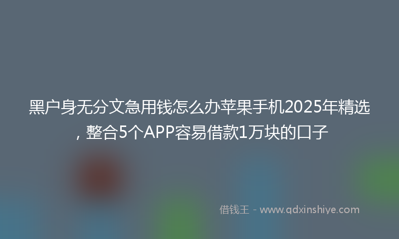 黑户身无分文急用钱怎么办苹果手机2025年精选，整合5个APP容易借款1万块的口子