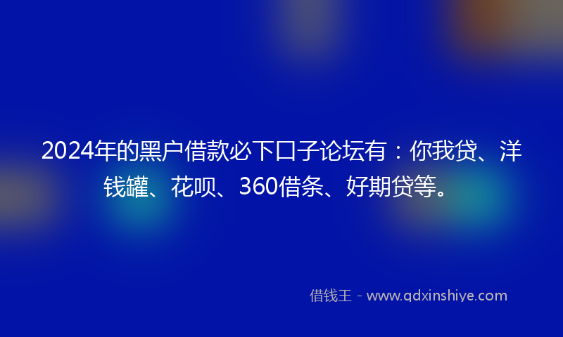2024年的黑户借款必下口子论坛有：你我贷、洋钱罐、花呗、360借条、好期贷等。