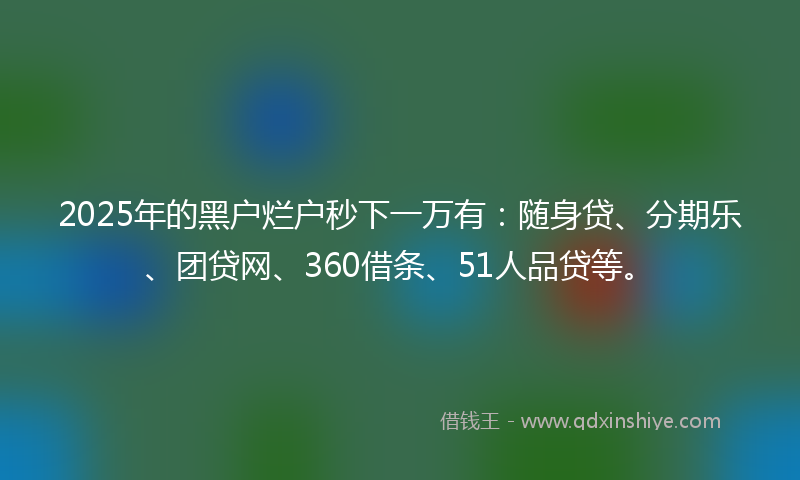 2025年的黑户烂户秒下一万有：随身贷、分期乐、团贷网、360借条、51人品贷等。