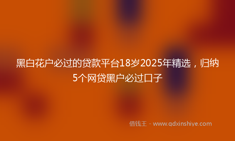 黑白花户必过的贷款平台18岁2025年精选，归纳5个网贷黑户必过口子