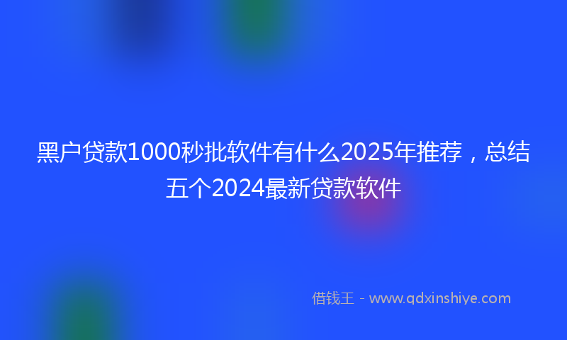 黑户贷款1000秒批软件有什么2025年推荐，总结五个2024最新贷款软件