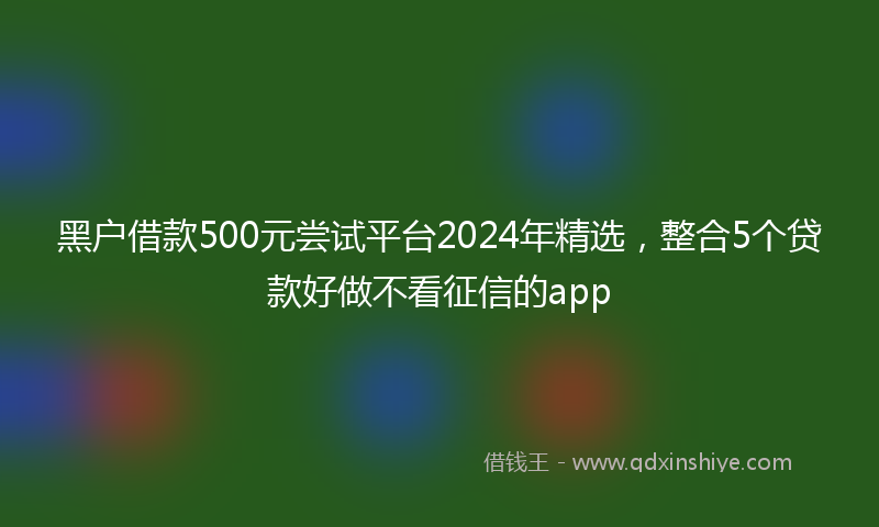 黑户借款500元尝试平台2024年精选，整合5个贷款好做不看征信的app