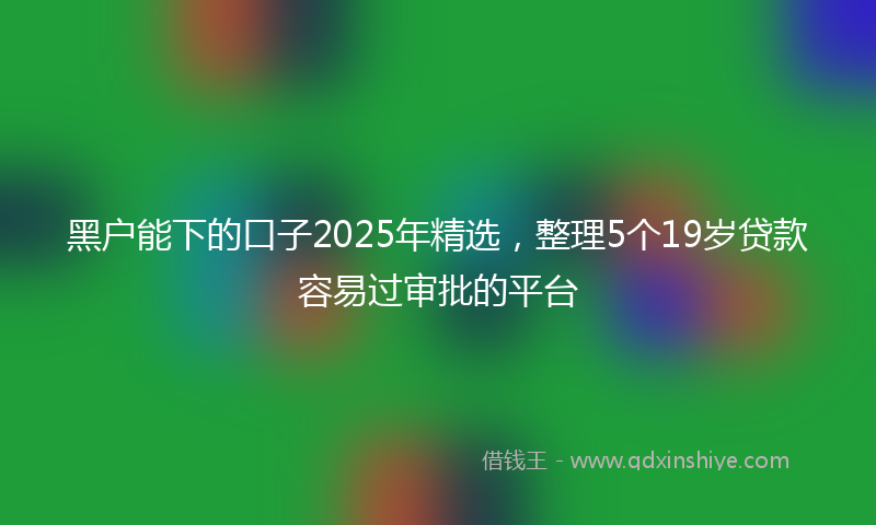 黑户能下的口子2025年精选，整理5个19岁贷款容易过审批的平台