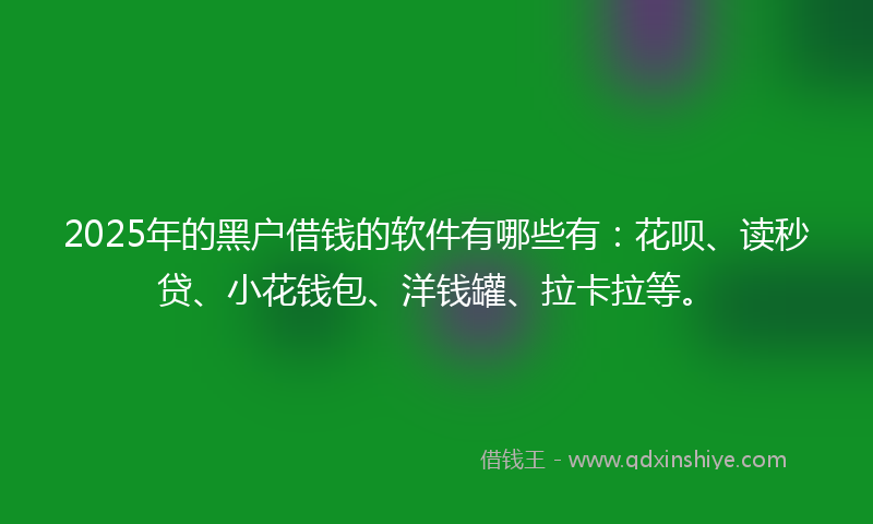 2025年的黑户借钱的软件有哪些有：花呗、读秒贷、小花钱包、洋钱罐、拉卡拉等。
