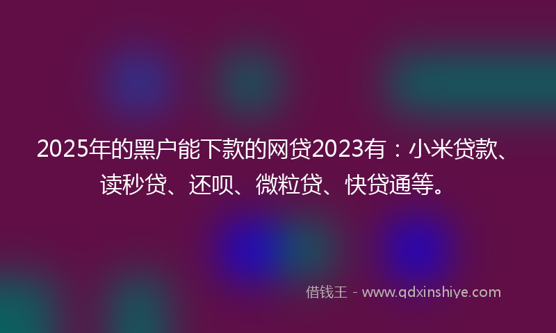 2025年的黑户能下款的网贷2023有：小米贷款、读秒贷、还呗、微粒贷、快贷通等。
