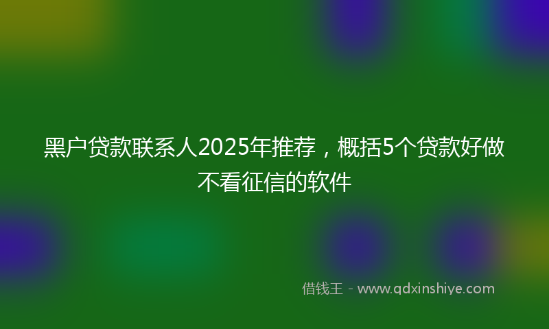 黑户贷款联系人2025年推荐，概括5个贷款好做不看征信的软件