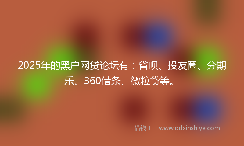 2025年的黑户网贷论坛有：省呗、投友圈、分期乐、360借条、微粒贷等。