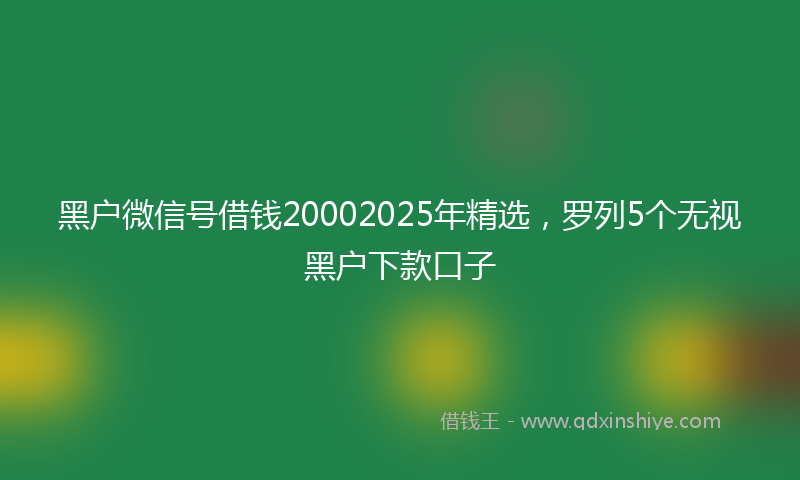 黑户微信号借钱20002025年精选，罗列5个无视黑户下款口子