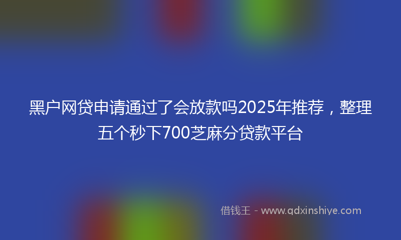 黑户网贷申请通过了会放款吗2025年推荐，整理五个秒下700芝麻分贷款平台