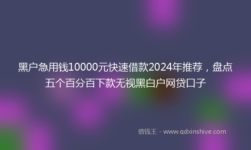 黑户急用钱10000元快速借款2024年推荐，盘点五个百分百下款无视黑白户网贷口子