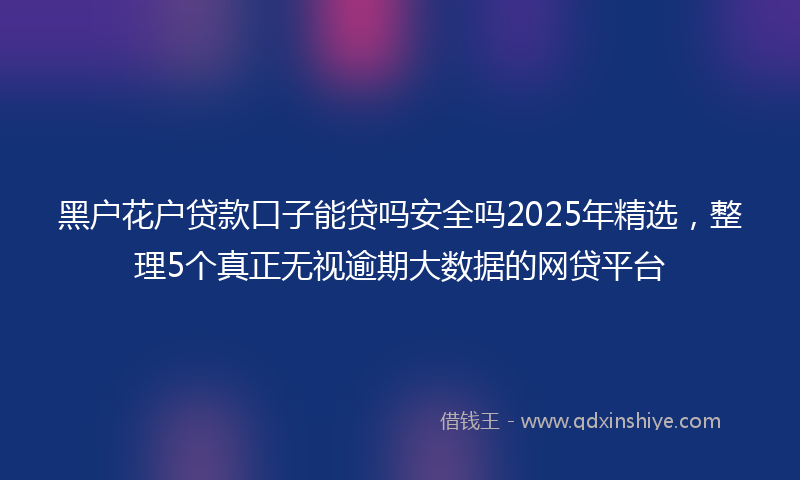 黑户花户贷款口子能贷吗安全吗2025年精选，整理5个真正无视逾期大数据的网贷平台