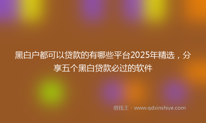 黑白户都可以贷款的有哪些平台2025年精选，分享五个黑白贷款必过的软件