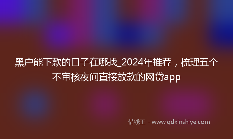 黑户能下款的口子在哪找_2024年推荐，梳理五个不审核夜间直接放款的网贷app