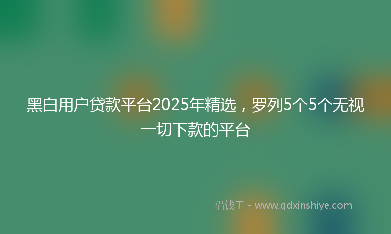 黑白用户贷款平台2025年精选，罗列5个5个无视一切下款的平台
