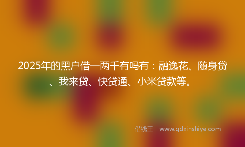 2025年的黑户借一两千有吗有：融逸花、随身贷、我来贷、快贷通、小米贷款等。