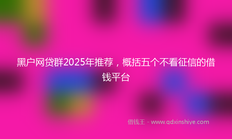 黑户网贷群2025年推荐，概括五个不看征信的借钱平台