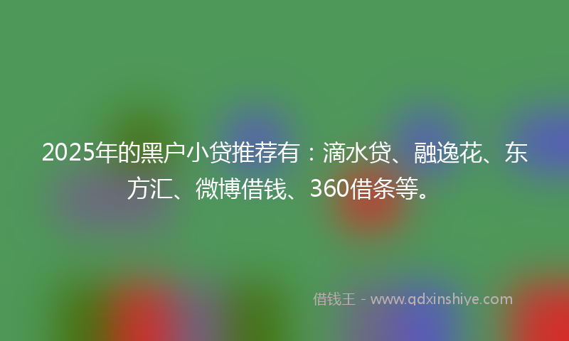 2025年的黑户小贷推荐有：滴水贷、融逸花、东方汇、微博借钱、360借条等。