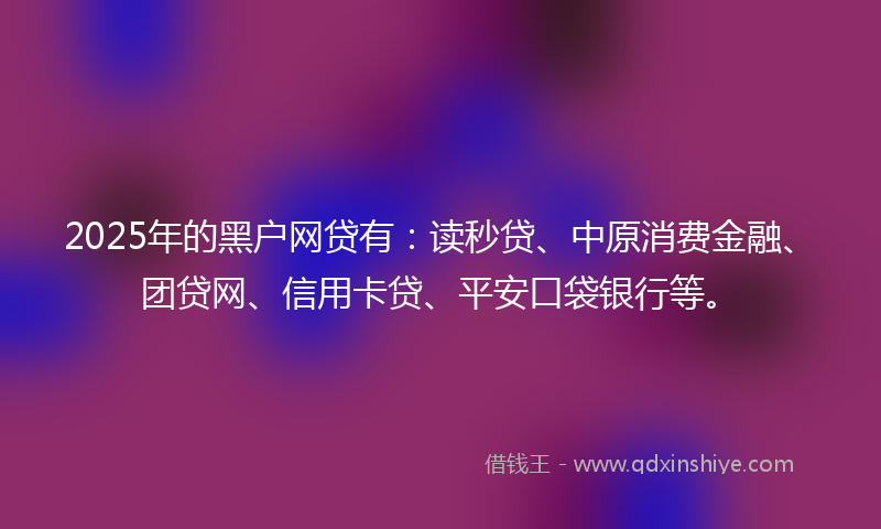 2025年的黑户网贷有：读秒贷、中原消费金融、团贷网、信用卡贷、平安口袋银行等。