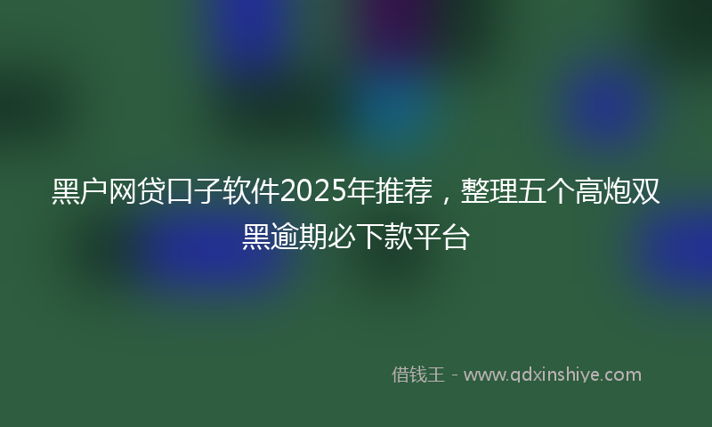黑户网贷口子软件2025年推荐，整理五个高炮双黑逾期必下款平台