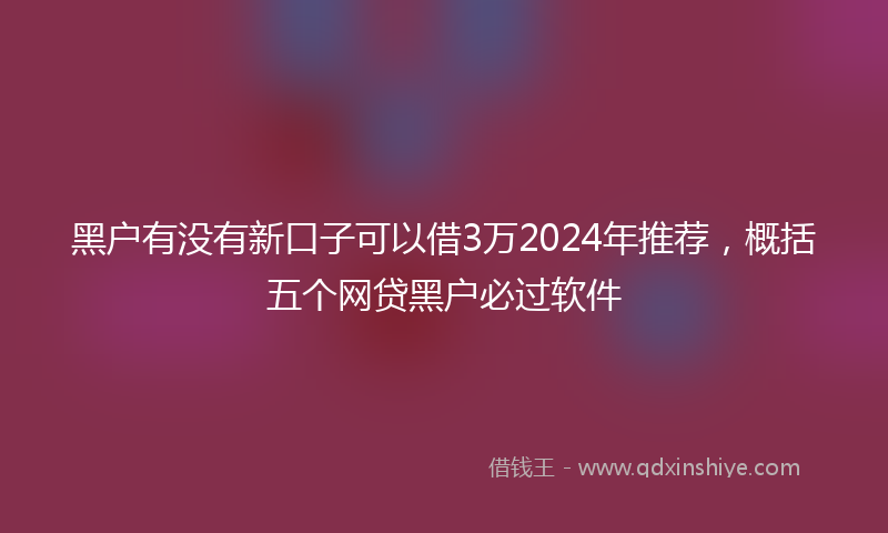 黑户有没有新口子可以借3万2024年推荐，概括五个网贷黑户必过软件