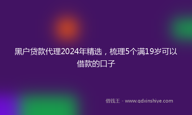 黑户贷款代理2024年精选，梳理5个满19岁可以借款的口子