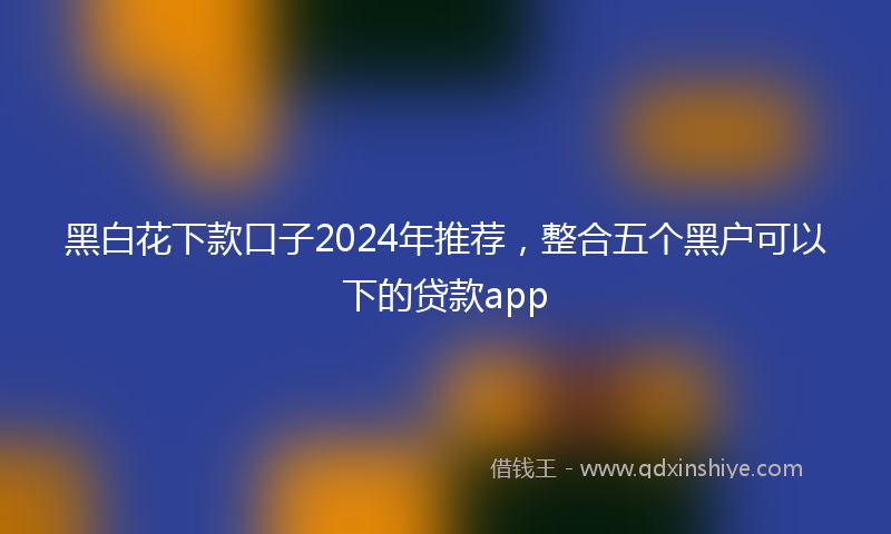 黑白花下款口子2024年推荐，整合五个黑户可以下的贷款app