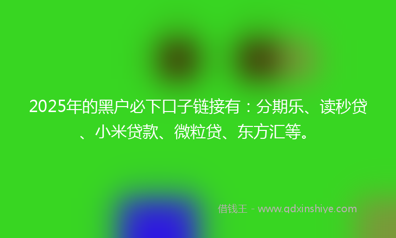 2025年的黑户必下口子链接有：分期乐、读秒贷、小米贷款、微粒贷、东方汇等。