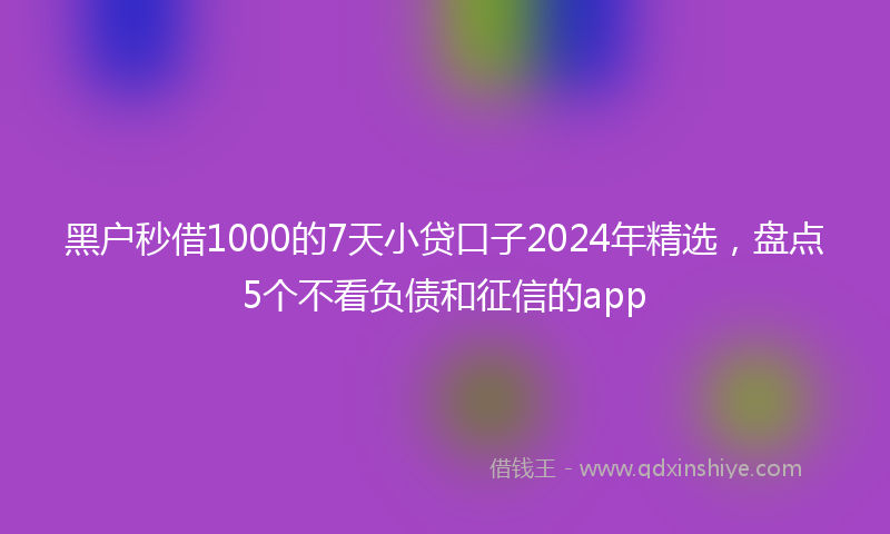 黑户秒借1000的7天小贷口子2024年精选，盘点5个不看负债和征信的app
