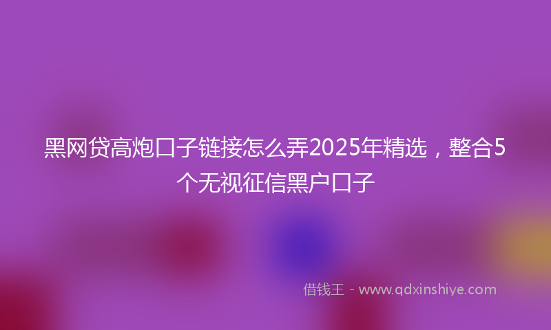 黑网贷高炮口子链接怎么弄2025年精选，整合5个无视征信黑户口子