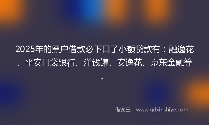 2025年的黑户借款必下口子小额贷款有：融逸花、平安口袋银行、洋钱罐、安逸花、京东金融等。