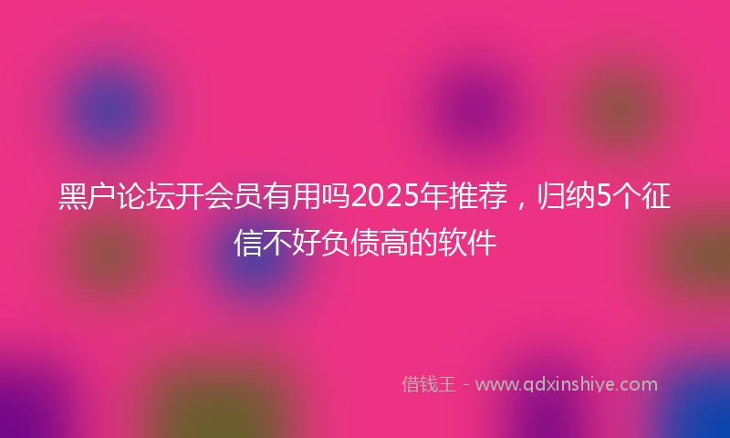 黑户论坛开会员有用吗2025年推荐，归纳5个征信不好负债高的软件